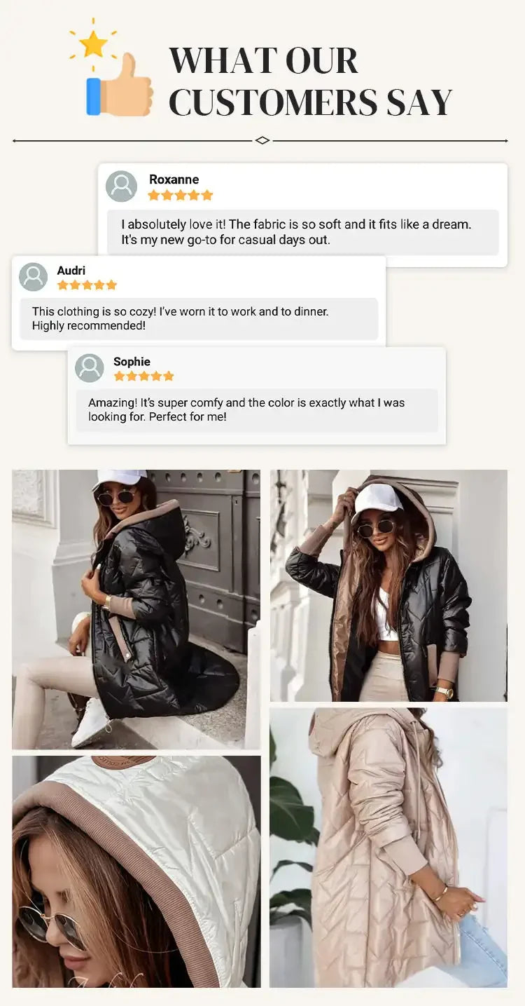 Hot Women's Warm Winter Coat Hooded Cotton Jacket Mid Long Winter Warm Coat with Pockets with High-Low Hem