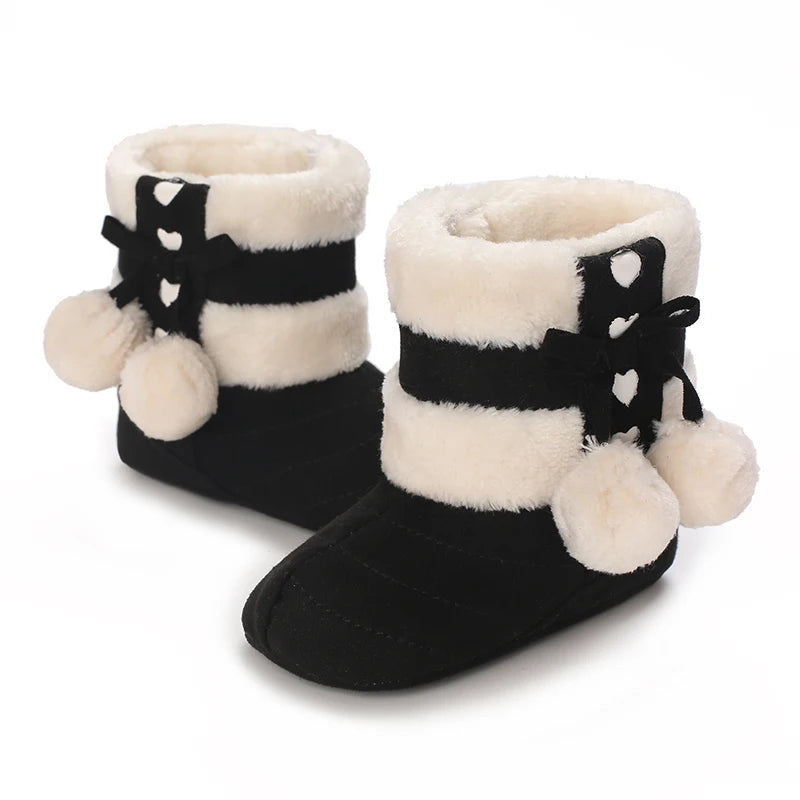 Winter Baby Cotton Shoes for Girls Plush and Thick Insulation Snow Boots Soft Soles Foot Protection Walking Shoes
