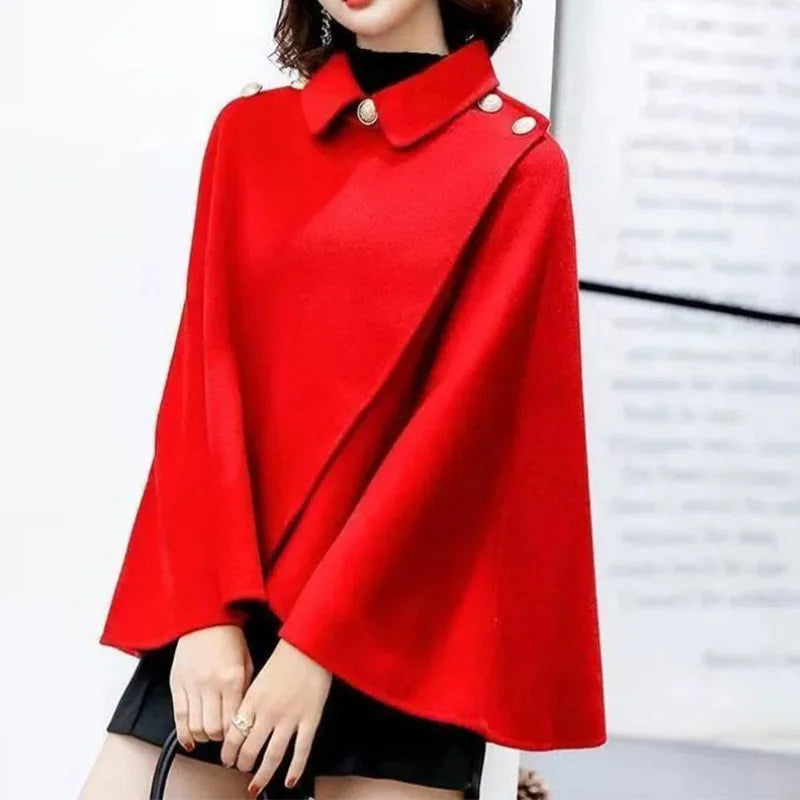 New Spring and Autumn Wool Coat for Women Ins Trendy Ins Trendy Slim Cloak Cloak Temperament Slim Small