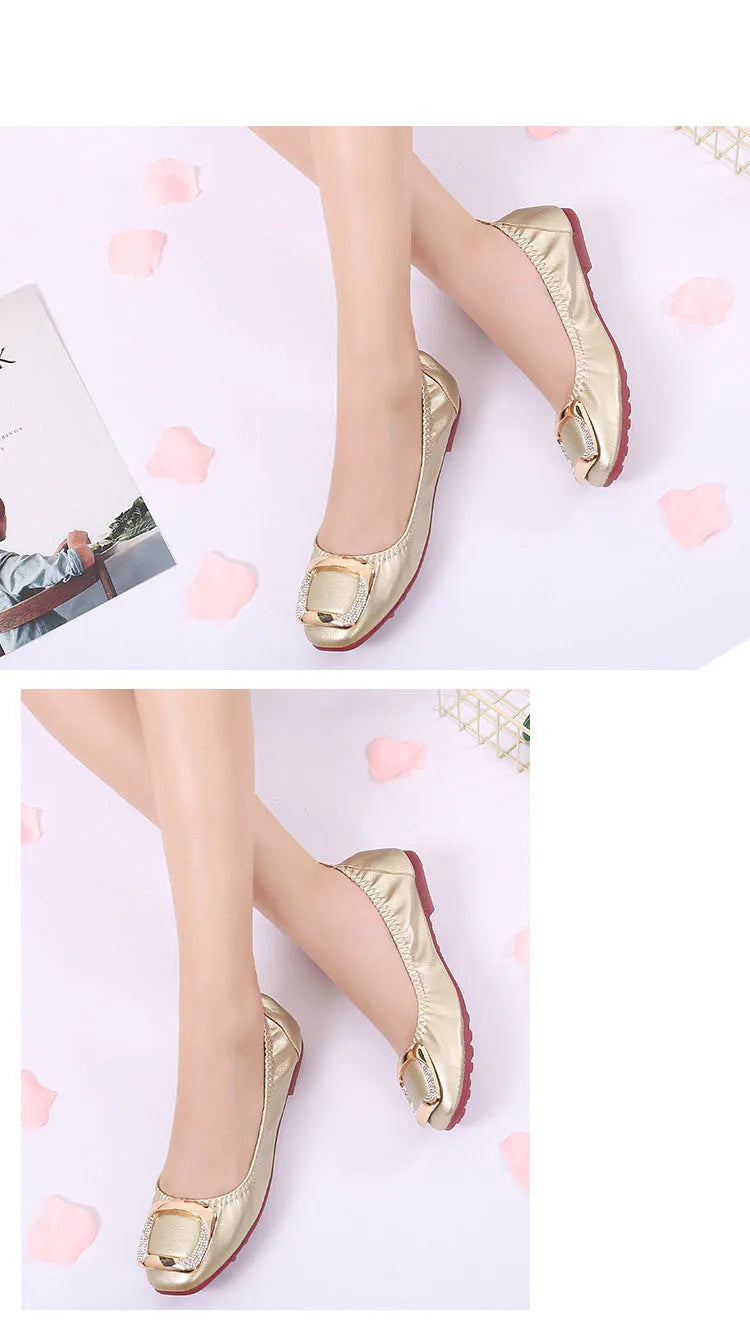 Shallow Mouth Shoes Woman Square Toe Autumn Soft Female Footwear Casual Sneaker All-Match New Cute Fall Moccasin Dres