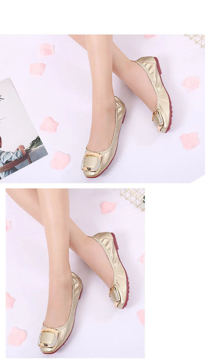 Shallow Mouth Shoes Woman Square Toe Autumn Soft Female Footwear Casual Sneaker All-Match New Cute Fall Moccasin Dres