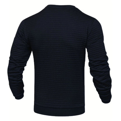 Men's coat fashion small check Waffle youth round neck jacquard check hoodie
