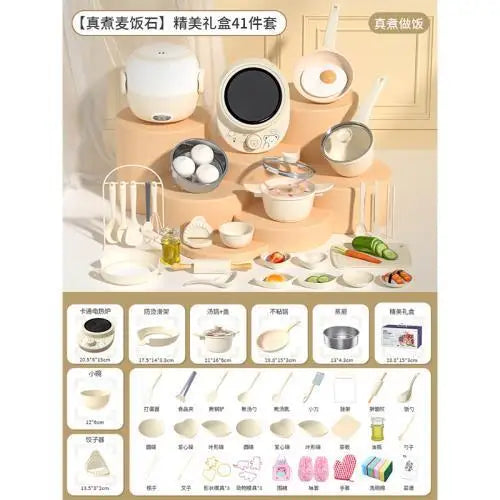 Mini Kitchenette Children'S Educational Toys Boy And Girl Pretend Play Kitchenette Full Set Real Cooking  Chidren Birthday Gifts