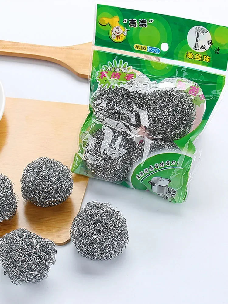 Stainless Steel Cleaning Ball Brushes Household Cleaning Products Dishwashing Sponges with Wire Kitchen Tools