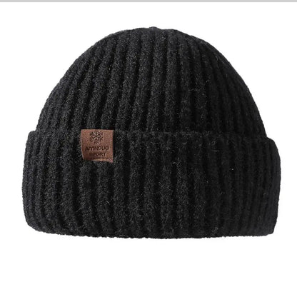 Winter Hats For Men Thickened Knitted Beanie Ear Protection Solid Color Cold Hat Keep Warm Baggy Cap Male Korean Elastic New