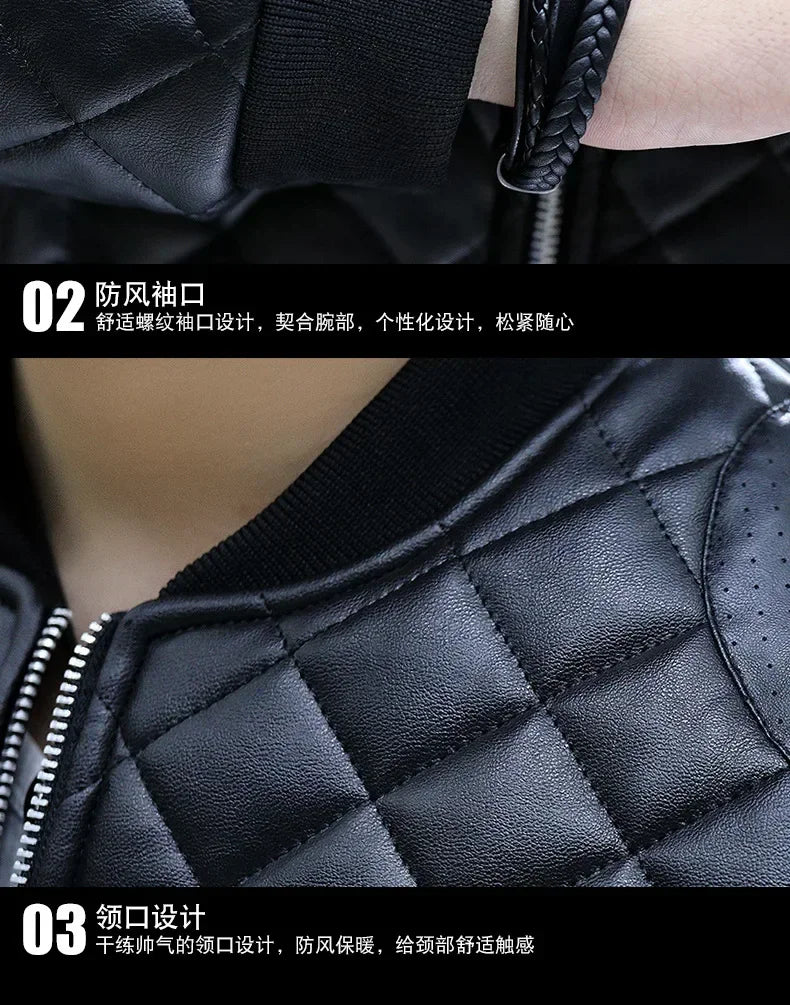 Men's Motorcycle Leather Coat Mens Clothes Slim Fit Casual Leather Jackets Trendy Mens Jackets Fashion Vintage Leather Coats