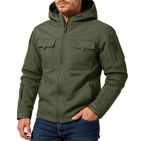 Mens workwear jacket loose fit hooded windbreaker outdoor casual streetwear stylish waterproof trekking coat rugged fashion