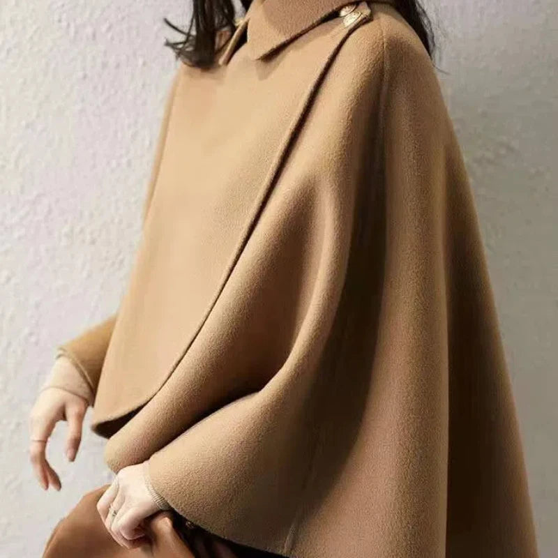 New Spring and Autumn Wool Coat for Women Ins Trendy Ins Trendy Slim Cloak Cloak Temperament Slim Small