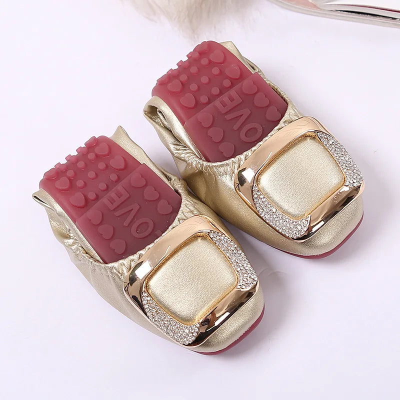 Shallow Mouth Shoes Woman Square Toe Autumn Soft Female Footwear Casual Sneaker All-Match New Cute Fall Moccasin Dres