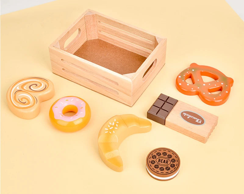 Children Wooden Kitchen Dessert Making Toys Pretend Play Montessori Fruits Vegetables Seafood Simulation Food Set Toys for Girls