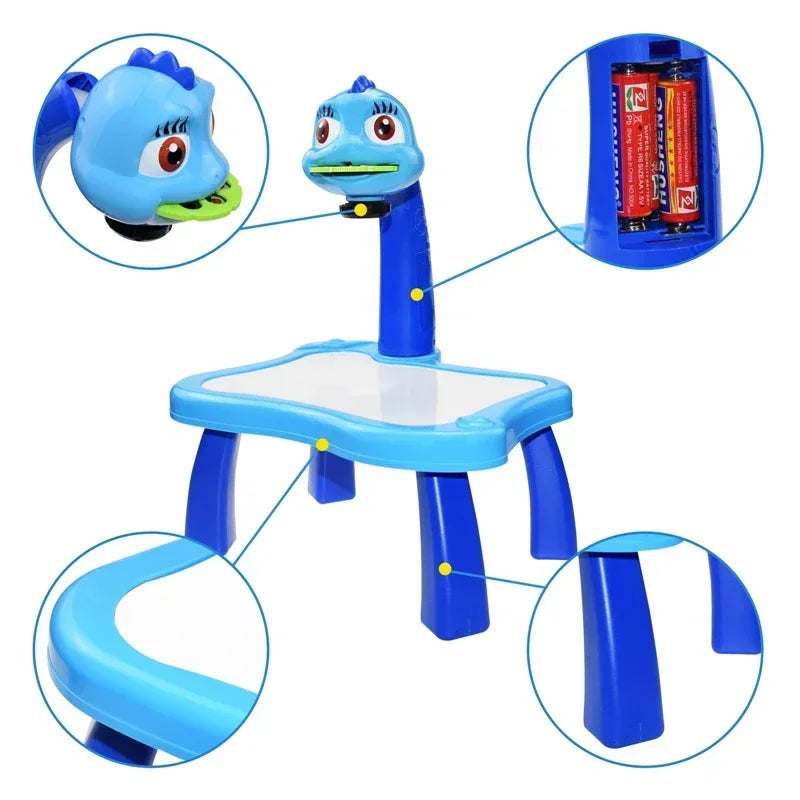 Kids Painting Board Desk Arts Crafts Educational Learning Paint Tools Toy for Girl Children Led Projector Art Drawing Table Toys