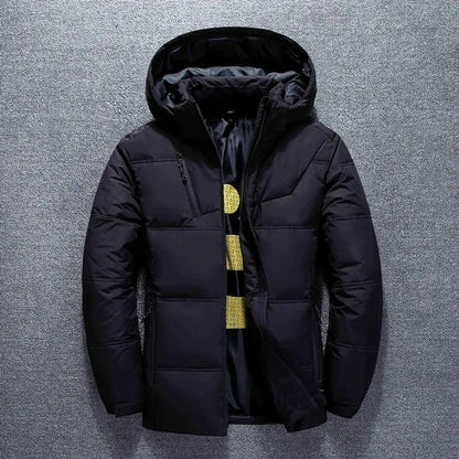 Men's Coat Windproof White Duck Down Jacket Men Winter Removable Cap Parkas Solid Color Outdoor Casual Hooded Overcoat Clothes