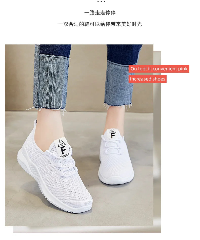 Women's shoes 2025 mesh breathable comfortable sports shoes soft sole lightweight fashion casual shoes