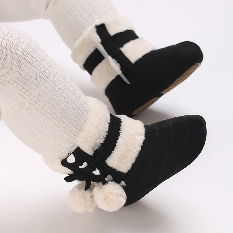 Winter Baby Cotton Shoes for Girls Plush and Thick Insulation Snow Boots Soft Soles Foot Protection Walking Shoes