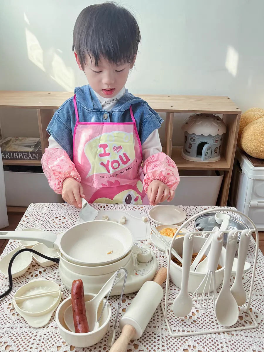 Mini Kitchenette Children'S Educational Toys Boy And Girl Pretend Play Kitchenette Full Set Real Cooking  Chidren Birthday Gifts