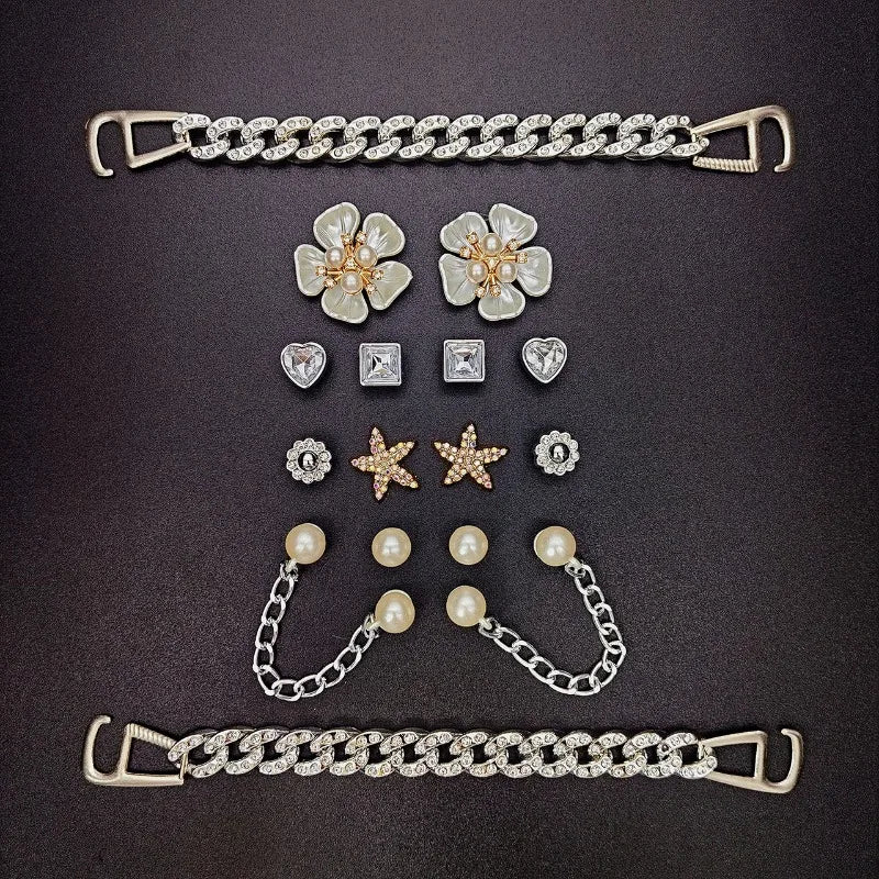 Summer Floral Starfish Shoe Charms for Crocs Garden Pins DIY Sandals Shoes Decorations Beach Slipper Accessories Party Women Set
