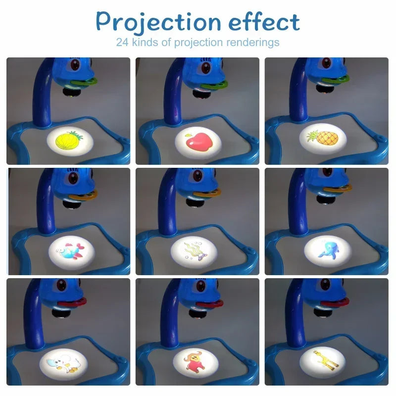Kids Painting Board Desk Arts Crafts Educational Learning Paint Tools Toy for Girl Children Led Projector Art Drawing Table Toys