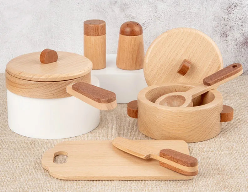 Natural Wood Children's Preschool Toys Fruits And Vegetables Simulation Play House Kitchenware Cognitive Wooden Model Toys