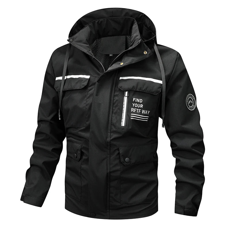 Men's Jacket 2024 Spring and Autumn Solid Colour Mountain System Outdoor Mountaineering Work Coat Men's Waterproof Stormcoat