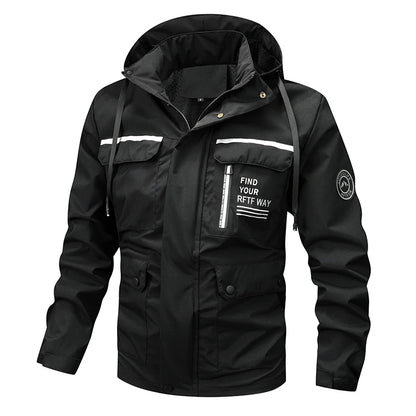 Men's Jacket 2024 Spring and Autumn Solid Colour Mountain System Outdoor Mountaineering Work Coat Men's Waterproof Stormcoat