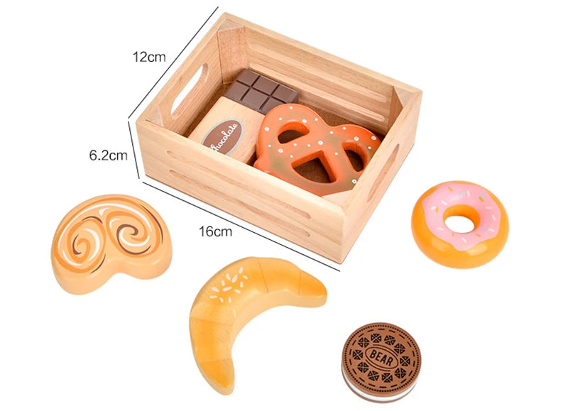 Children Wooden Kitchen Dessert Making Toys Pretend Play Montessori Fruits Vegetables Seafood Simulation Food Set Toys for Girls