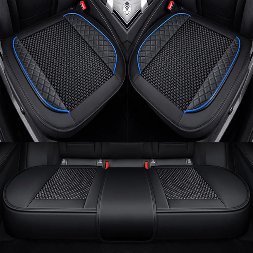 Universal Car Seat Cover Ice Silk + PU Leather Seat Anti-slip Protection Cushion Luxury Seat Decoration Styling Accessories