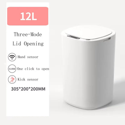 2025 new smart induction trash can for household sealing 12L cracked and cover smart trash can for living room bathroom kitchen