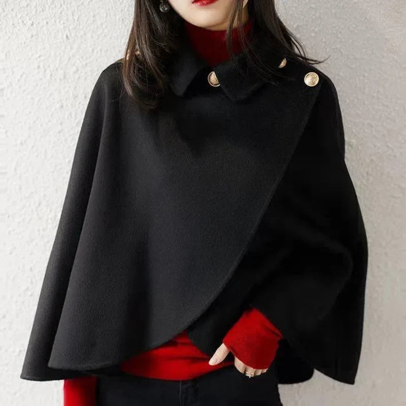 New Spring and Autumn Wool Coat for Women Ins Trendy Ins Trendy Slim Cloak Cloak Temperament Slim Small