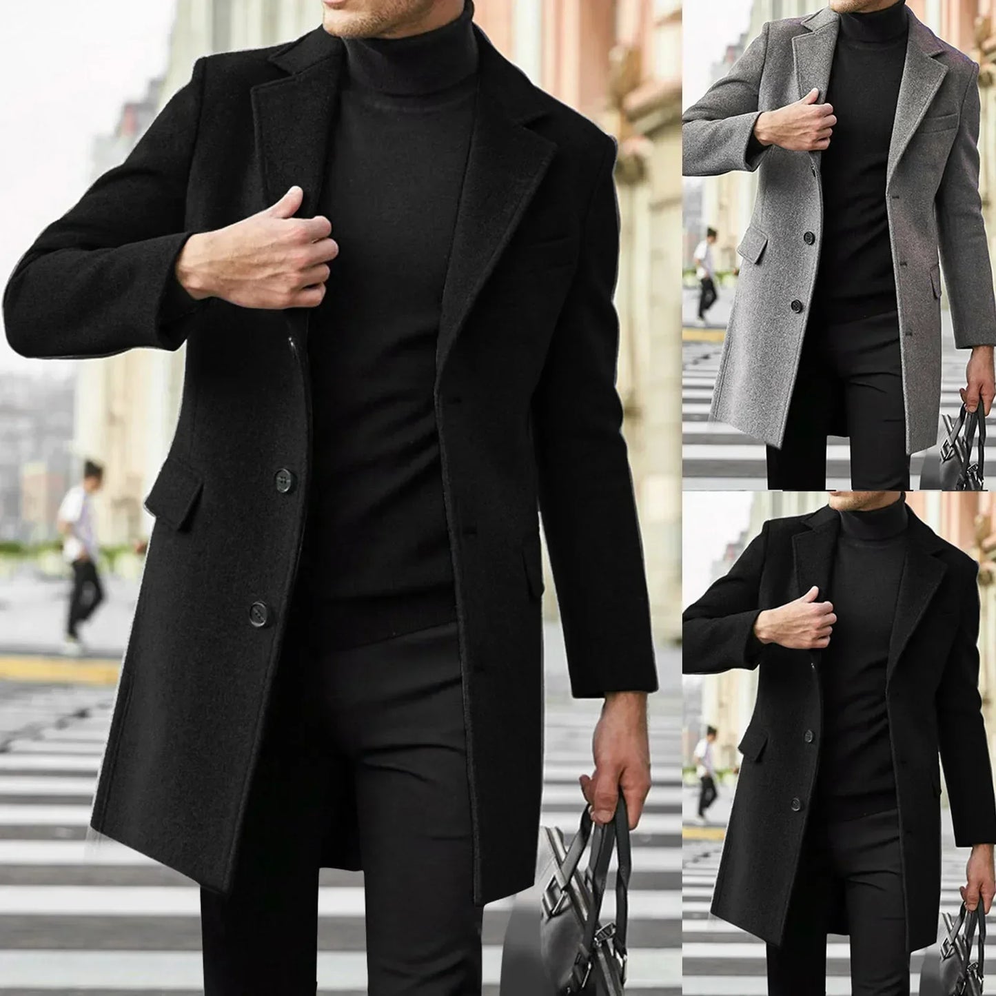 Men's Long Sleeve Plus Size Winter Coat Lapel Collar Padded Leather Jacket Vintage Thicken Coat Sheepskin Jacket Mens Topcoat
