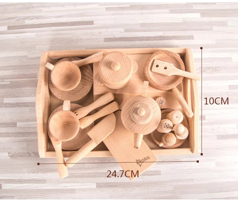 Natural Wood Children's Preschool Toys Fruits And Vegetables Simulation Play House Kitchenware Cognitive Wooden Model Toys