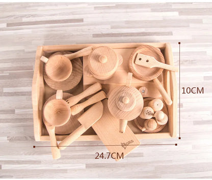 Natural Wood Children's Preschool Toys Fruits And Vegetables Simulation Play House Kitchenware Cognitive Wooden Model Toys