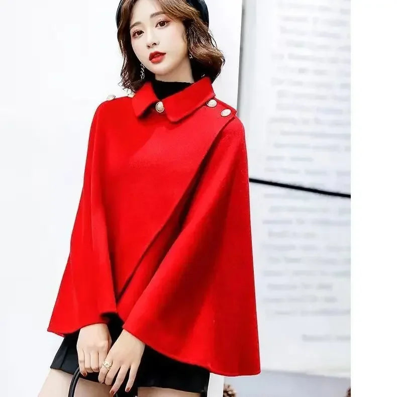 New Spring and Autumn Wool Coat for Women Ins Trendy Ins Trendy Slim Cloak Cloak Temperament Slim Small
