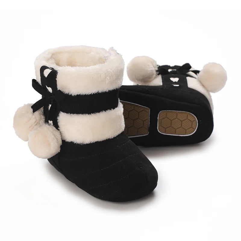 Winter Baby Cotton Shoes for Girls Plush and Thick Insulation Snow Boots Soft Soles Foot Protection Walking Shoes