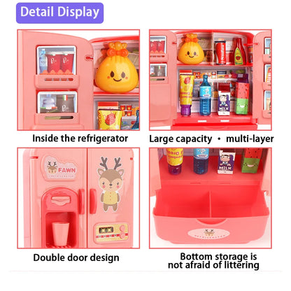 Children Toys Mini Doll Fridge Furniture Kitchen Miniatures Refrigerator Role Playing Game Montessori Play Food Toys for Girls