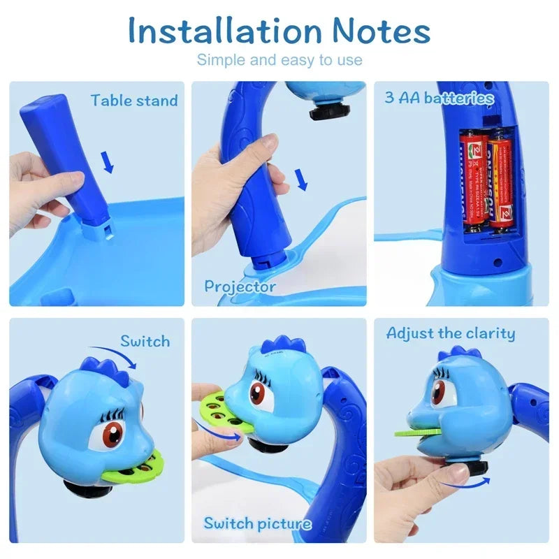 Kids Painting Board Desk Arts Crafts Educational Learning Paint Tools Toy for Girl Children Led Projector Art Drawing Table Toys