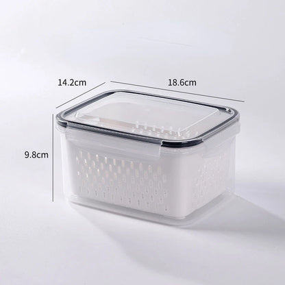 Refrigerator Storage Box Fridge Organizer Fresh Vegetable Fruit Boxes Drain Basket Storage Containers Pantry Kitchen Organizer