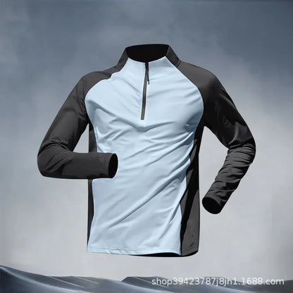 Men's Quick-Dry Sports Set Autumn Track and Field Zipper Training Running Fitness Long-Sleeve Shirts for Cycling Gym Wear Men