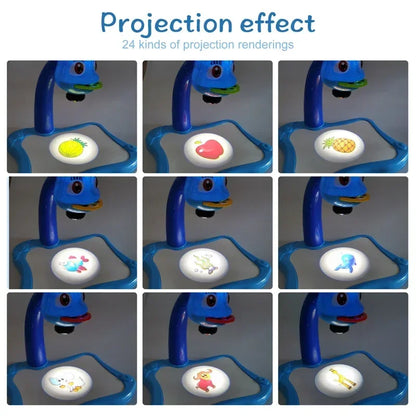 Kids Painting Board Desk Arts Crafts Educational Learning Paint Tools Toy for Girl Children Led Projector Art Drawing Table Toys