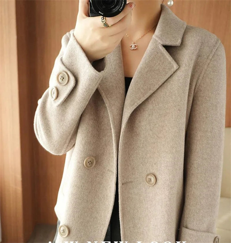 New High-End Single-Sided Woolen Coat For Women Fashion Casual Small Suit Autumn Winter Short Woolen Blending Coat Female