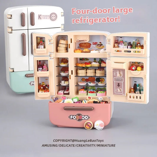 Children's toys simulated refrigerator girl boy large kitchen mini food play house holiday gift wisdom