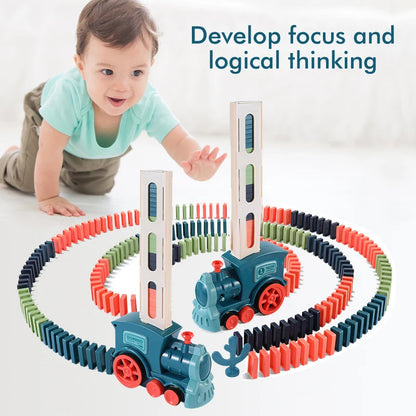 Educational Children's Toys Colorful Dominoes Fun Automatic Delivery Electric Small Train Educational DIY Toys