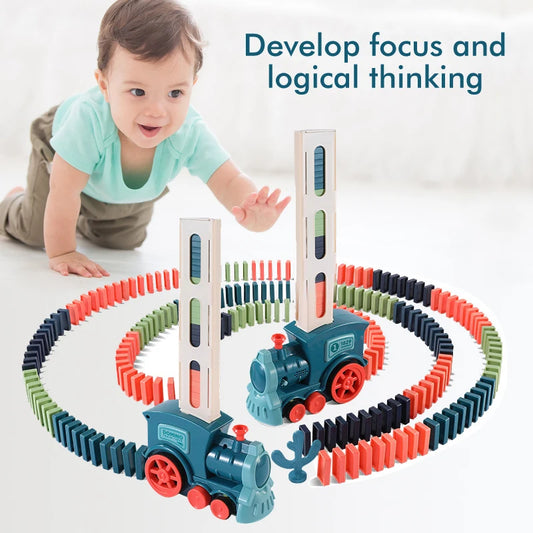 Educational Children's Toys Colorful Dominoes Fun Automatic Delivery Electric Small Train Educational DIY Toys