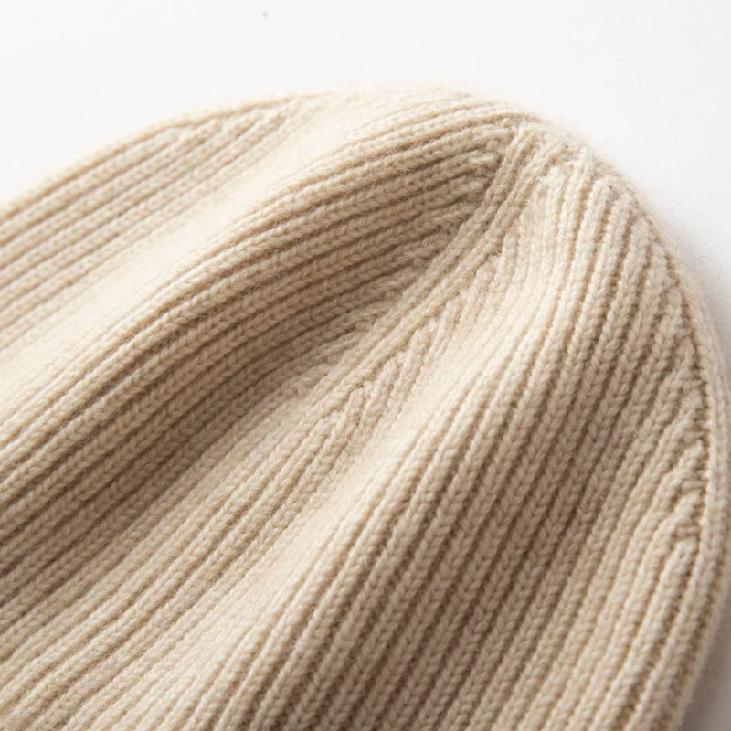 Winter New Hat for Men Knitted Korea Beanie Thick Hats Autumn Outdoor Warm Streetwear Cap Man 100% Cashmere Solid Color Soft Hat
