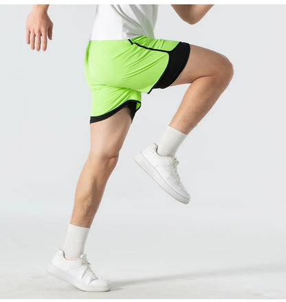 UETEEY Men's Shorts 2 in 1 Sports Fitness Gym Running Workout Shorts Hidden Pocket Quick Drying Cycling Jogging Men Short Pants