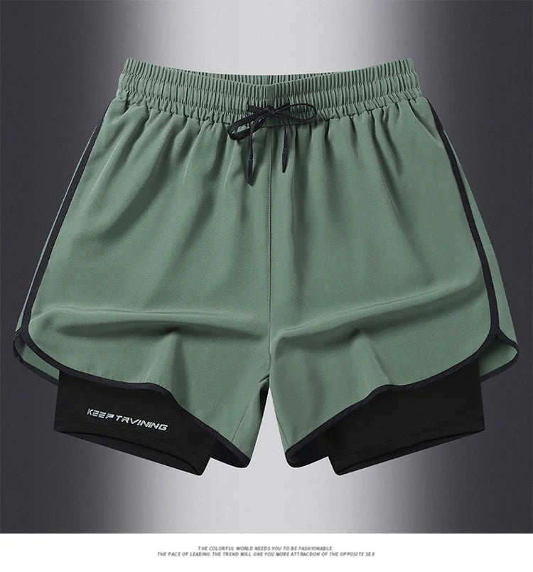 UETEEY Men's Shorts 2 in 1 Sports Fitness Gym Running Workout Shorts Hidden Pocket Quick Drying Cycling Jogging Men Short Pants