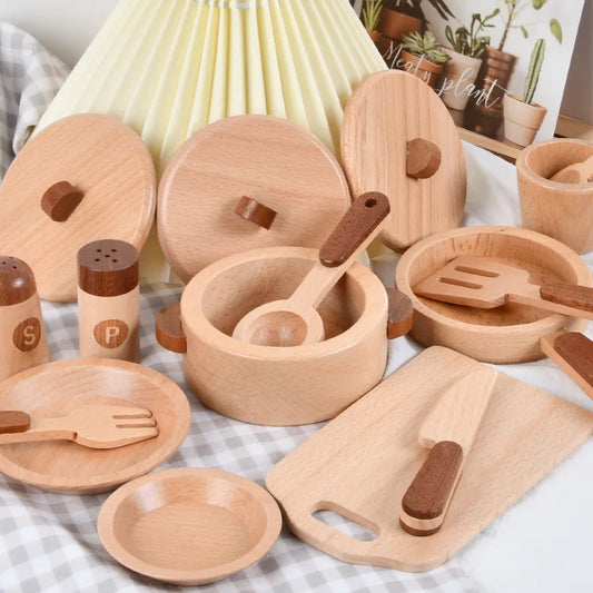 Natural Wood Children's Preschool Toys Fruits And Vegetables Simulation Play House Kitchenware Cognitive Wooden Model Toys
