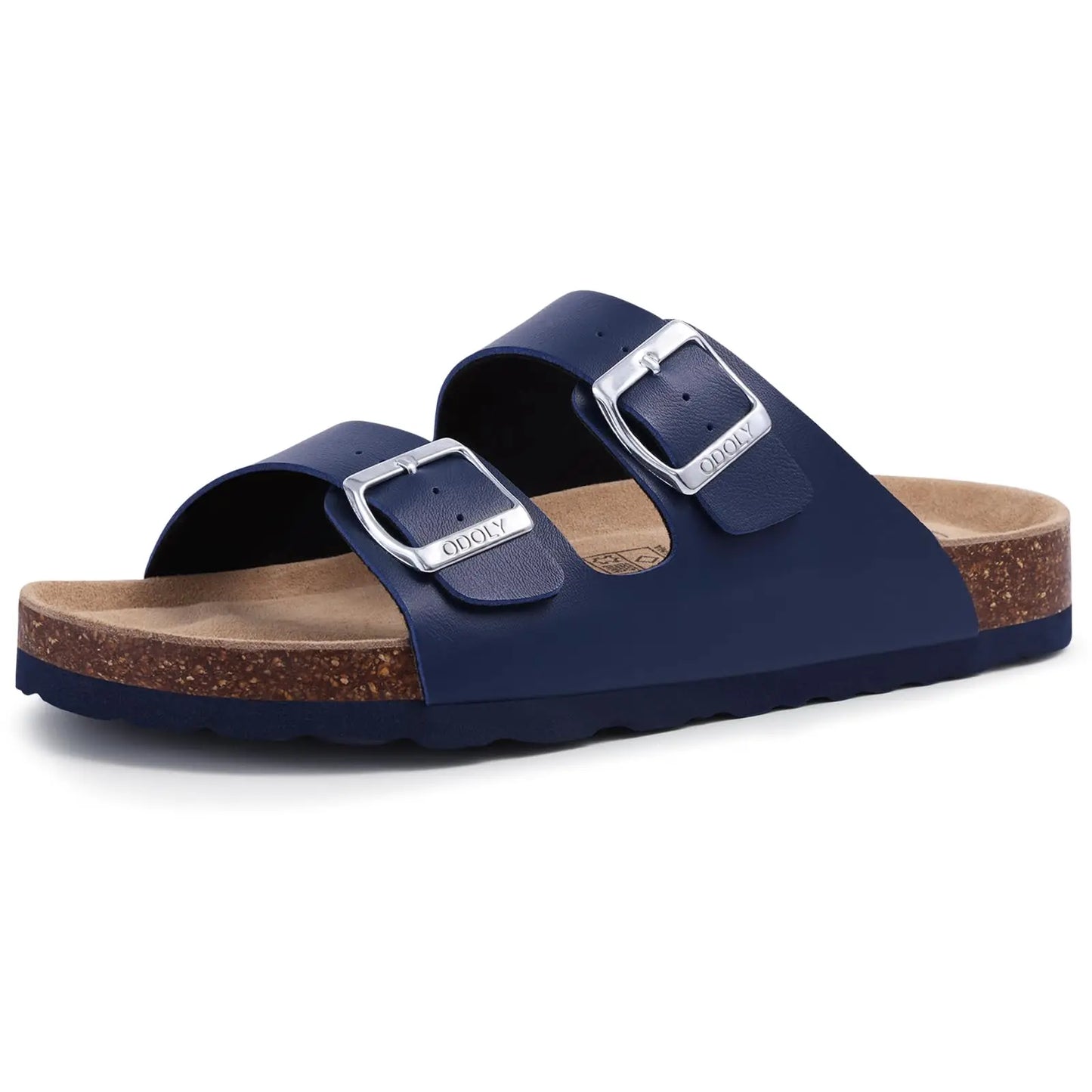 Crestar Classic Women's Cork Slippers Fashion Double Buckle Outdoor Beach Sandal Cork Footbed Leather Sandals Unisex Clogs Shoes