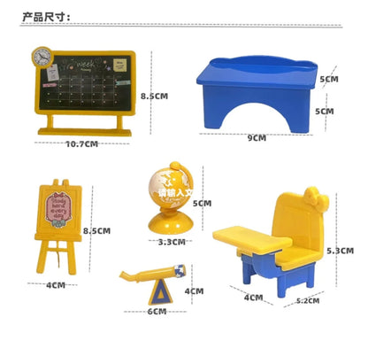 Children's toys 1:12 doll house furniture miniature model classroom school animal family doll Montessori girl toys