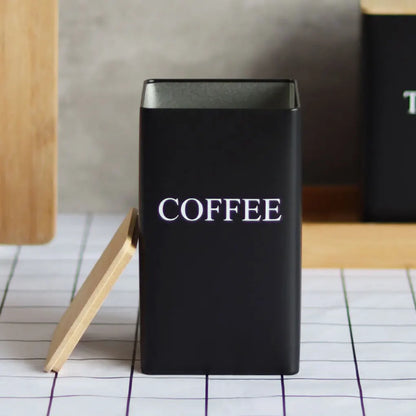 3Pcs Coffee Bean Storage Bottle with Bamboo Lid Simple Style Tea Coffee Sugar Storage Jar Tea Can Kitchen Storage & Organization