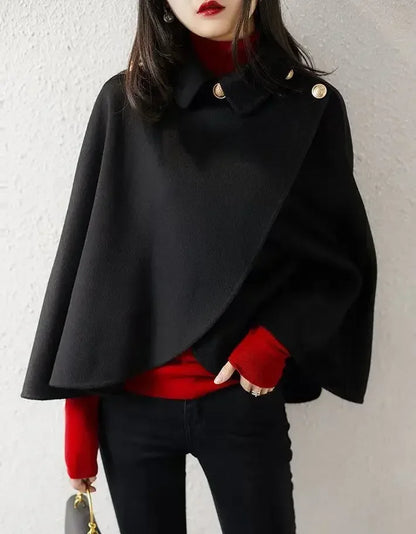New Spring and Autumn Wool Coat for Women Ins Trendy Ins Trendy Slim Cloak Cloak Temperament Slim Small